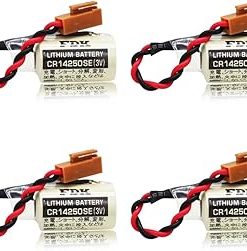 «4 Pack» 3V 1800mAh CR14250SE Non-Rechargeable Lithium Battery Compitable for FDK 1/2AA PLC Battery with Brown Plug