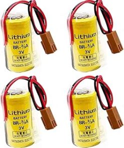 ﹙▷ 4 Pcs ◁﹚BR-2/3A 3V Lithium Battery for Fanuc A98L-0031-0006 System Industrial Backup Replacement Battery with Plug, BR-2/3A BR17335, 1600mAh
