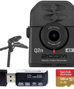 Zoom Q2n-4K Ultra High Definition Handy Video Recorder + 128GB Memory Card with SD Adapter + USB Card Reader + Table Tripod Hand Grip