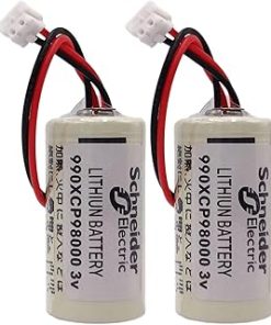 (2-Pack 990XCP98000 3V 2/3A 1800mAh Replacement Lithium Battery for Schneider Modicon Quantum 990-XCP-980-00 PLC Backup Power Supply