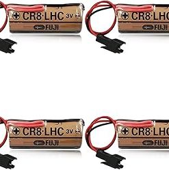«4 Pack» 2600mAh 3V Non-Rechargeable Battery Replacement for Fuji FDK CR8. LHC 17450 with Black Plug, brown