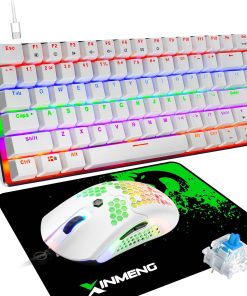 ZIYOU LANG Gaming Keyboard and Mouse and Mouse Pad,Wired Rainbow Backlit Mechanical Keyboard,Superlight RGB Gaming Mouse,12000DPI Optical Sensor,6 Programmable Buttons Mice for PC Gamers(White)