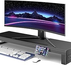 Computer monitor stand Laptop Desk Shelf & Monitor Riser ，27.55 inches,22W charging , 2 USB 3.0 , and 1 USB 2.0， Monitors/PC/Laptop/Computer Space Saver Organizer ，Heavy Duty Gift Gaming Studio Office (USB Hub Fast Charging Version, 700mm)