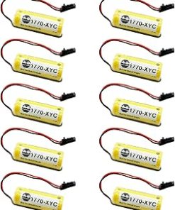 (10 Pack) 1770-XYC Battery 1800mAh 3V PLC Lithium Battery Replacement for 1770-XYC/A 1770-XYB 1756-BA1 with Black Plug