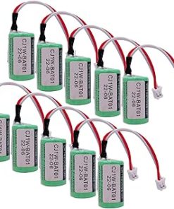 (10-Pcs) 3V 1000mAh CR14250SE-R CJ1W-BAT01 Disposable Battery for CJ1W-BAT01/ CP1W-BAT01 CJ1M CP1H CP1L PLC Battery with Plug (3 Volt, 1.0 Ah, Non-rechargrable)