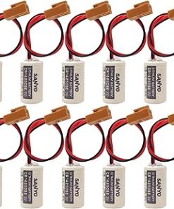 (10-Pcs) CR14250SE 1800mAh 3V Battery Replacement for Sanyo FDK 1/2AA PLC Battery with Brown Plug (3 Volt, 1.8 Ah, Non-rechargrable)