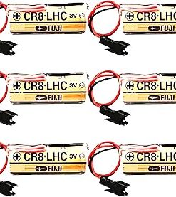 «6 Pack» 2600mAh 3V Non-Rechargeable Battery Replacement for Fuji FDK CR8. LHC 17450 with Black Plug, brown