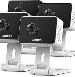 Zmodo Mini Pro, 1080P Plug-in WiFi Security Camera, Indoor Smart Camera with AI Motion Detection, Pet Nanny Cam, Night Vision, 2-Way Audio, Phone App, Works with Alexa & Google Assistant. 4 Pack