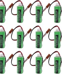 (12-Pcs) CR17450SE-R 3V 2500mAh PLC Battery with Plug for SANYO CR17450SE-R, for FANUC A98L-0031-0012 CNC System Special Electronic Equipment etc (3.0 Volt, 2.5 Ah, Non-rechargrable)