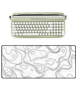 YUNZII Upgraded Wireless Keyboard(B309, Sweet Mint),White Topographic Gaming Mouse Pad