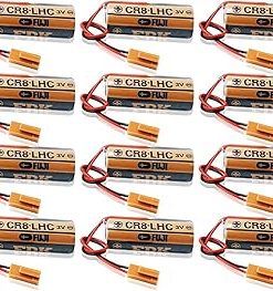 «12 Pack» 2600mAh 3V Non-Rechargeable Lithium Battery Replacement for Fuji fdk cr8-lhc PLC Controller Backup Battery with Brown Plug