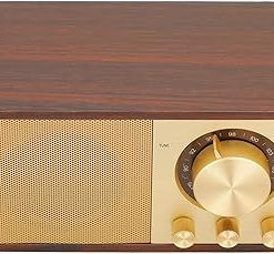 Yunseity Retro Wood Bluetooth Radio, Built in Speakers Portable Speaker, Elegant & Vintage Design Vintage Decor Speaker for Cafes Restaurants Bedroom
