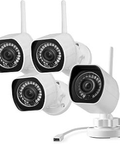Zmodo Outdoor Security Cameras Wifi - 1080p Full HD Surveillance Cameras for Home Security with Night Vision, IP 66 Weatherproof, Plug-In, Motion Detection, 4 Pack