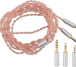 Yunseity 49.21 Inch Length Headphone Y Splitter Cable, Upgrade Sound Cable with Replaceable Plugs and Transparent Sound, Tang le Resistant for HE400 Ananda Sundara HE560 (Bronze)