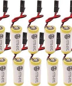 (10-Pcs) 1770-XYC 3V 1800mAh Replacement Lithium Battery for Allen Bradley PLC 1770-XYC/A 1770-XYB 1756-BA1 with Black Plug (3 Volt, 1.8Ah, Non-rechargrable)