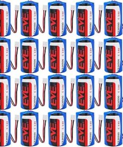 (20-Pack) EVE ER26500 with 2.0 White Plug 3.6V 8500mAh Size C Non-Rechargeable Lithium Battery for Automobile Tire Pressure Monitor, Electricity Meter Battery