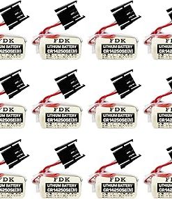 (12 Pack) Replacement for FDK CR14250SE 3V 1000mAh 1/2AA PLC Battery for 1747-BA Backup Power Supply with Black Plug