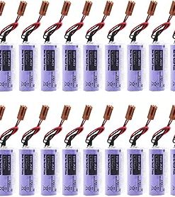 ﹙▷ 20 Pcs ◁﹚BR-AG 3V 1800mAh Battery with Brown Plug for BR-AG 3V Non-Rechargeable Lithium Battery