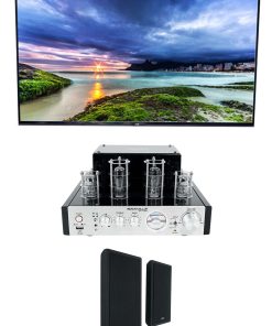 (1) Rockville BluTube 70w Tube Amplifier/Home Theater Stereo Receiver w/Bluetooth Bundle with (2) Rockville RockSlim Black Home Theater 5.25" 240w Easy Wall Mount Slim Speakers (3 Items)