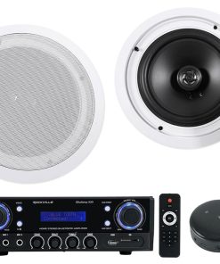 (1) Rockville BLUAMP 100 Home Stereo Bluetooth Amplifier Bundle with (4) Rockville HC85 8" Inch 700 Watt in-Ceiling Home Theater Speakers 8 Ohm + (1) WiFi Receiver (4 Items)
