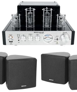 (1) Rockville BluTube 70w Tube Amplifier/Home Theater Stereo Receiver w/Bluetooth Bundle with (4) Cube by Rockville of 3.5" Black Home Theater Wall Speakers+Swivel Brackets (5 Items)
