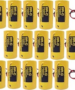 (15-Pack) 3.0V BR-C Lithium PLC Battery 5000mAh for A02B-0120-K106, A98L-0031-0007, BR26500, BR-CCF1TH with Brown Plug