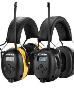 ZOHAN 033 Bluetooth 5.0 AM FM Radio Headphones EM042 AM/FM Radio Headphone with Digital Display 2 PACK 25dB NRR Hearing Protection for Mowing Lawn (033BT+042)