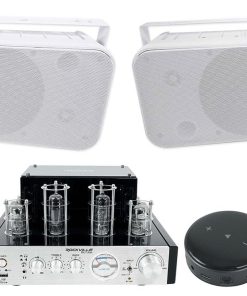 (1) Rockville BluTube 70w Tube Amplifier/Home Theater Stereo Receiver Bundle with (4) Rockville HP65S-8 6.5" Outdoor/Indoor Home Theater Speakers + (1) Smart WiFi Receiver (4 Items)