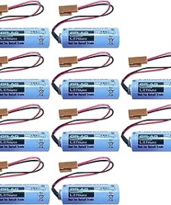 ﹙▷ 10 Pcs ◁﹚BR-AG 3V 1800mAh Battery with Brown Plug for BR-AG 3V Non-Rechargeable Lithium Battery