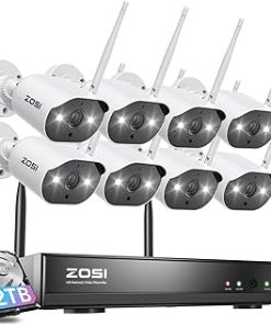 ZOSI 8CH 2K Wireless Home Security Camera System with 2TB HDD,8X 3MP WiFi Indoor Outdoor Cameras,Color Night Vision,Two-Way Audio,Light & Siren Alarm,2K H.265+ 8CH NVR Recorder for 24/7 Recording