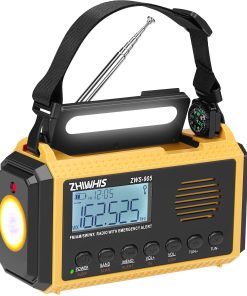 ZHIWHIS Emergency Radio with Auto NOAA Alerts, 10000mAh AM FM SW Weather Radios, Hand Crank/Solar/Power Bank/SOS/Flashligh/Reading Lamp/Timer Portable Receiver with Preset, for Emergencies ZWS-905