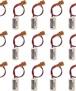 (15-Pcs) CR14250SE 1800mAh 3V Battery Replacement for Sanyo FDK 1/2AA PLC Battery with Brown Plug (3 Volt, 1.8 Ah, Non-rechargrable)