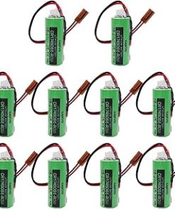 (10-Pcs) CR17450SE-R 3V 2500mAh PLC Battery with Brown Plug for SANYO CR17450SE-R, for FANUC A98L-0031-0012 CNC System Special Electronic Equipment etc (3.0 Volt, 2.5 Ah, Non-rechargrable)