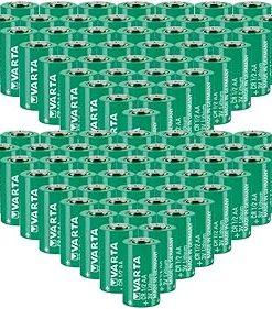 «80 Pack» 3V 950mAh CR1/2AA Non-Rechargeable Lithium Battery for VARTA CR1/2AA Series Battery, green
