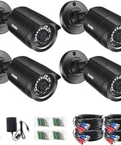 ZOSI 4 Pack 1080P 2.0MP Outdoor Indoor 3.6mm 24PCS Infrared IR Lens Day Night CCTV IR Cut Surveillance Security Camera Compatible for TVI DVR (Renewed)