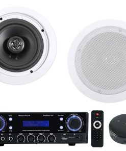 (1) Rockville BLUAMP 100 Home Stereo Bluetooth Amplifier Bundle with (4) Rockville HC655 6.5" 500 Watt in-Ceiling Home Theater Speakers + (1) WiFi Receiver (3 Items)