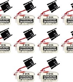 (10 Pack) Replacement for FDK CR14250SE 3V 1000mAh 1/2AA PLC Battery for 1747-BA Backup Power Supply with Black Plug