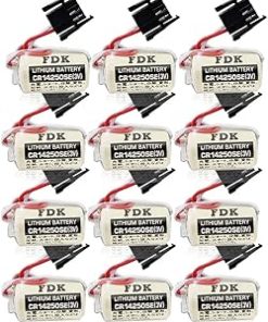 (12 Pack) 1000mAh 3V CR14250SE 1/2AA Non-Rechargeable Lithium Battery for FDK 1747-BA Backup Power Supply with Black Plug
