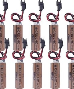 (10-Pcs) CR8.LHC 3V Battery with Black Plug for Fuji FDK CR8.LHC 3V Lithium Battery TOTO TH559EDV410R Industrial Control Automatic Batteries (3.0 Volt, 2.6 Ah, Non-rechargrable)