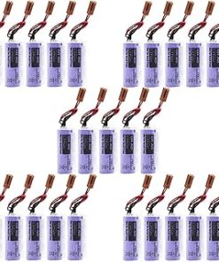 ﹙▷ 25 Pcs ◁﹚BR-AG 3V 1800mAh Battery with Brown Plug for BR-AG 3V Non-Rechargeable Lithium Battery