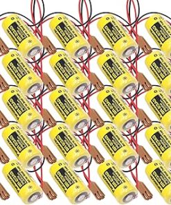 (20 Pack) BR-2/3A BR17335 PLC Battery 3V BR-2/3AG A98L-0031-0006 Industrial Backup Lithium Battery with Plug for CNC Machine Tool Ammeter Water Meter