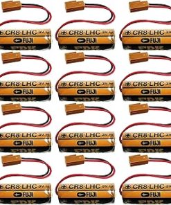 (12 Pack) CR8.LHC 3V 2600mAh Replacement Lithium Battery for Fuji fdk cr8-lhc PLC Controller Backup Battery with Brown Plug