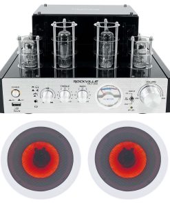(1) Rockville BluTube 70w Tube Amplifier/Home Theater Stereo Receiver w/Bluetooth Bundle with (2) Rockville HC65-LED 6.5" 500 Watt in-Ceiling Home Theater Speakers with LED (3 Items)