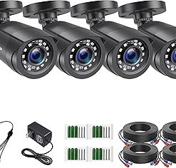 ZOSI 4 Pack 2MP 1080p HD-TVI Home Security Camera Outdoor Indoor 1920TVL,24PCS LEDs,80ft Night Vision, 90°View Angle, Weatherproof Outside Surveillance CCTV Bullet Camera(Black)