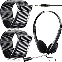 Yunsailing 30 Pack Classroom Headphones with Microphone School Student Kids Headphones Bulk Class Set Lightweight Adjustable Earphones on Ear with 3.5 mm Jack (Metal Stem)