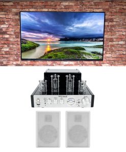 (1) Rockville BluTube 70w Tube Amplifier/Home Theater Stereo Receiver w/Bluetooth Bundle with (4) Rockville RockSlim White Home Theater 5.25" 240w Easy Wall Mount Slim Speakers (5 Items)