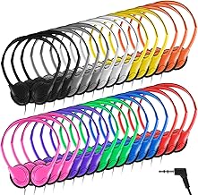 Yunsailing 30 Pack Class Set Headphones for Kids Students Bulk Classroom Headsets Adjustable School Earphones On Ear with 3.5 mm Jack for Youth Adults, Operation Christmas Bulk Items(Classic Colors)