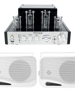(1) Rockville BluTube 70w Tube Amplifier/Home Theater Stereo Receiver w/Bluetooth Bundle with (2) Rockville HP4S-8 4" Outdoor/Indoor Home Theater Speakers w/Swivel Bracket (3 Items)