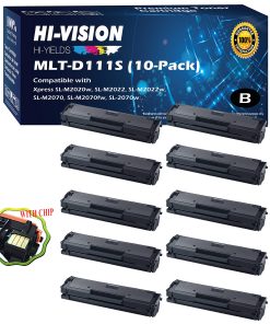 (10 Packs, Black) Compatible MLT-D111S Toner Cartridge Replacement for Samsung 111S, Use in SL-M2020W SL-M2022 SL-M2022W M2070 SL-M2070FW SL-M2070W Printers, Sold by HI-VISION HI-YIELDS