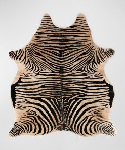 Zebra Printed Hair on Hide Rug, 5' x 8'